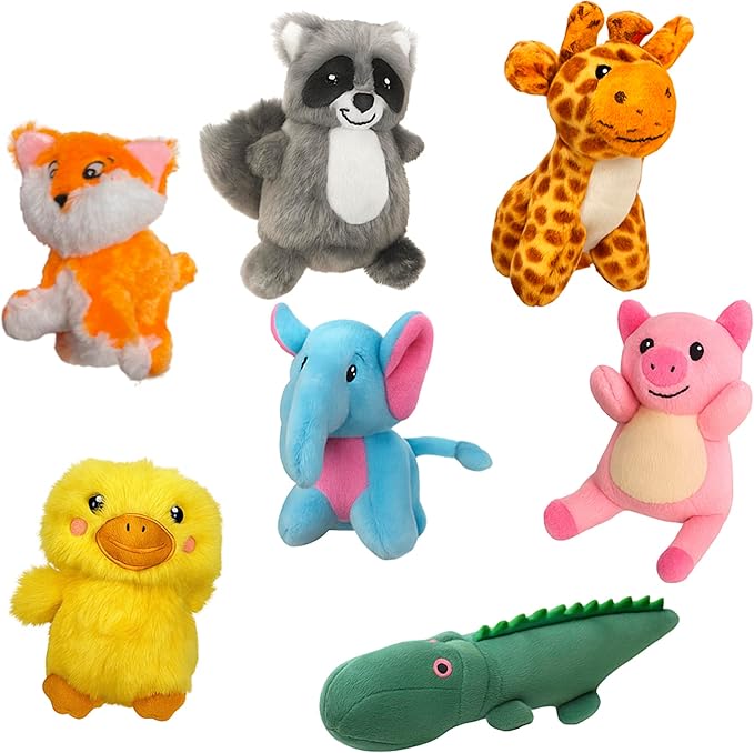Jalousie Multipack Dog Squeaky Toys Bulk Bundle Pup Toy - Puppy Toys for Pets for Small Medium Breed (12 Pack Rope and Plush Animals)