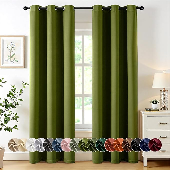 MIULEE Light Olive Green Blackout Curtains