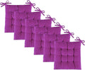 Square Seat Cushion for Kitchen Dining Chairs, Soft & Comfortable 15.5" x 15.5" Chair Pads, 6 Packs, Purple