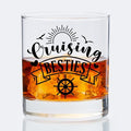 Cruise Lovers Gifts Old Fashioned Whiskey Glasses, Cruising Gifts for BFF Bestie, Cruising Besties 10 oz Rocks Barware Cup for Cocktail Drinks Scotch Bourbon Liquor