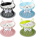 4-in-1 Elevated Pet Food Bowls - Ceramic, Non-Slip, Dishwasher Safe, Whisker-Friendly Stand for Cats & Puppies
