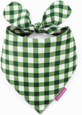 LunaMarie - Luxury Pet Birthday Bandanas -Premium & Silky Poly Fabric | 100% Handmade | Custom Shape Dual Layered (Olive, Large)