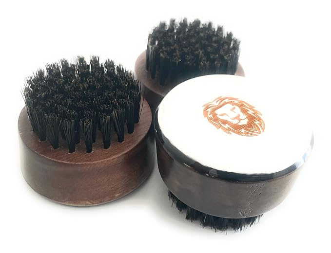 Premium Handmade Round Oxhorn Medium Stiff Natural Boar Bristle Men’s Travel Beard and Hair Care Brush