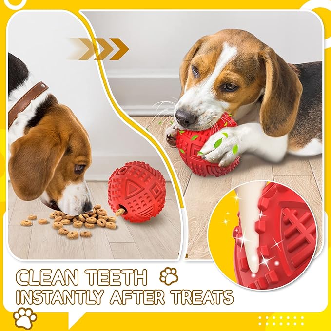 LEGEND SANDY Dog Balls Treat Dispensing, Dog Toys for Aggressive Chewers Large Breed, Nearly Indestructible Squeaky Dog Chew Toys for Large Pet, Natural Rubber Doggie Puzzle Toys, ToughTreat Ball