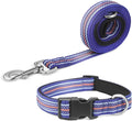 Reflective Dog Collar and Leash Set, Nylon Dog Leash with Heavy-Duty Steel D-Ring, Adjustable with Quick Release Buckle for Large Dogs, Dark Blue L