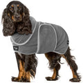 Tuff Pupper Fast Drying Dog Bath Robe | 800 GSM Plush Dog Towel Bathrobe/Dressing Gown | Super Absorbent Pet/Puppy Bathrobe | Adjustable Hood & Belly Strap | Super Soft | Fast Drying (M, Gray)