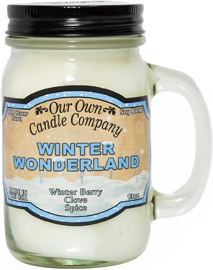Our Own Candle Company, Winter Wonderland Scented Mason Jar Candle, 100 Hour Burn Time, Made in The USA - 13 Ounces