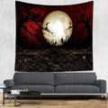 SHRAPHY Full Moon Tapestry 60x60 Inches Moon Horror Cemetery Scarlet Sky Tapestry Event Bedroom Home Decor GTLSUH1207