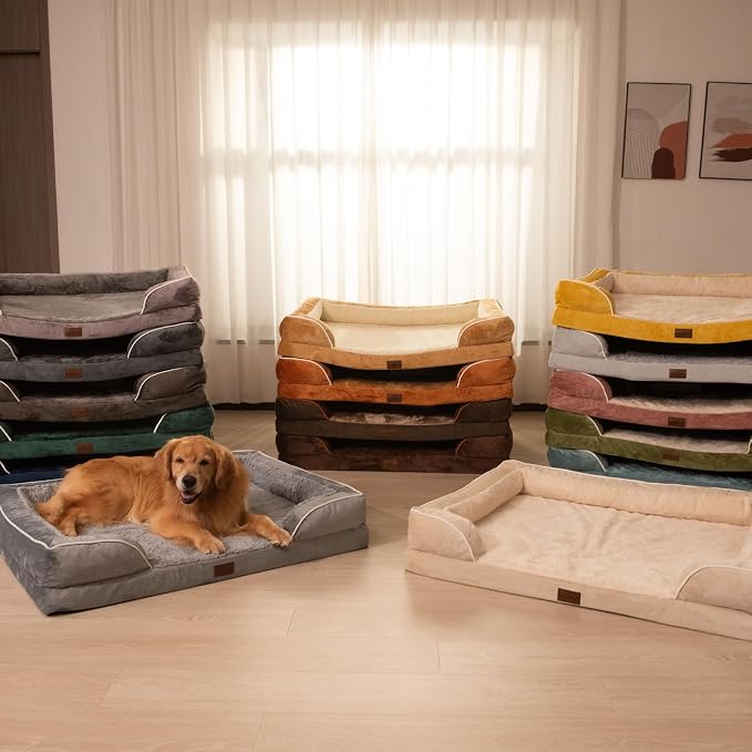 Comfort Expression Waterproof Orthopedic Dog Beds for Extra Large Dog | Supportive Egg Crate Foam X-Large Pet Bed with Removable Bolster, Dog Couch with Washable Cover & Non-Slip Bottom, 48x30 Inch