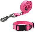 Rose Pink Dog Collar and Leash Set for Small Dogs, Breathable, Anti-Odor & Soft, Comfortable for Sensitive Skin Puppies, 90% Bamboo Rayon, Adjustable Quick-Release Buckle Pet Collar for Chihuahuas