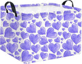 HIYAGON Rectangular Valentines Basket Fabric Storage Bin Storage Boxes Collapsible Storage Basket for Clothes Books Shelves Basket(Purple Heart)