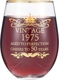 1975 50th Birthday Gifts for Women Men 15oz Wine Tumbler Red Wine Glass Cup 50 Years Old Birthday Present 50th Anniversary Present