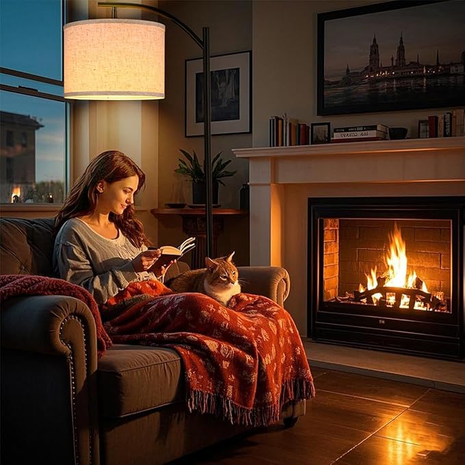 Floor Lamp for Living Room, Standing Lamp, Floor Lamp with Linen Lampshade for Home Décor, Office, Bedroom (Bulb Included)