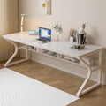 Extra Long Desk with Bookshelf - 71" Double Long Writing Table for 2-Person Workstation, Modern Study Work Computer Desk for Home and Office, Warm White