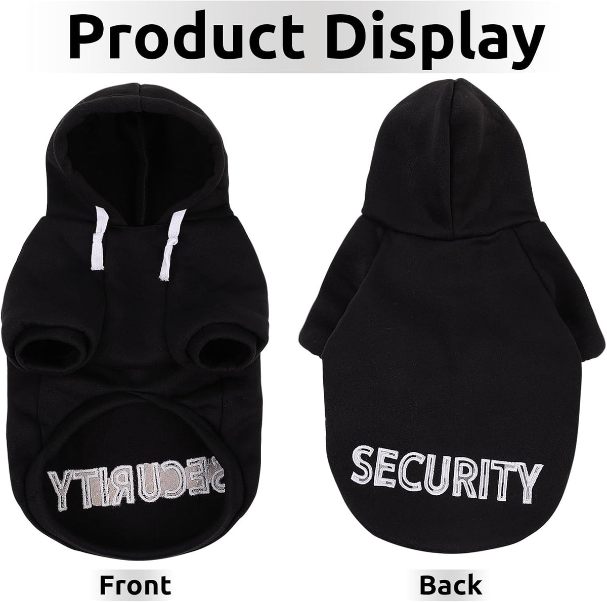 SAWMONG Dog Security Hoodie,Flannel Pet Hooded Sweater with Hat Puppy Pullover Sweater Shirt,Dog (Black,L)