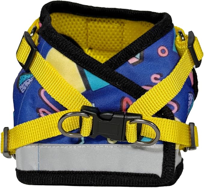 Travel Cat Harness and Leash Set - Adjustable Fit Harness and Reflective Strap - Comfort Walking Vest for Kitten for Outdoor Walking, Hiking (Small, 90s Cat)