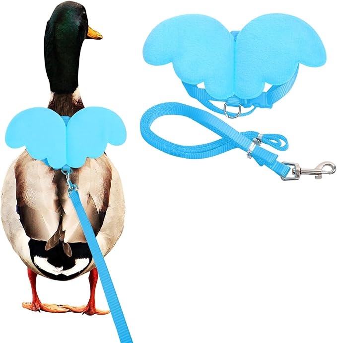 KAMA BRIDAL Duck Walking Harness and Leash Chicken Duck Outdoor Training Rope Adjustable Rope for Pet Poultry Hen Cock (M, Blue)