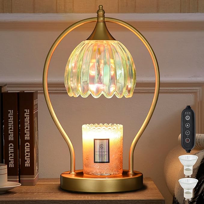Candle Warmer Lamp with Timer: Dimmable Scented Candle Warmer Aromatherapy Lamp for Home Decor, Mothers Day Gifts for Mom, Ideal Housewarming Birthday Wax Warmer Light Gift, Includes 2 Bulbs