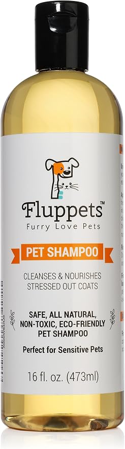 Certified Organic Pet Shampoo Natural Hypoallergenic Non Toxic For Sensitive Itchy Skin For Dogs, Cats, Puppies, Guinea Pigs and Rabbits. Concentrated Formula 16 Ounce