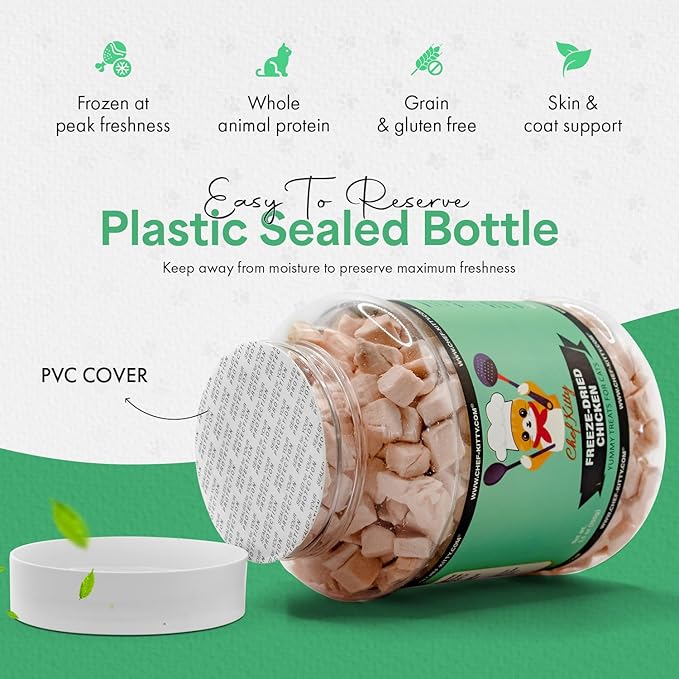 Freeze-Dried Chicken Treats for Cats & Dogs – 100% Human Grade, Single Ingredient, High-Protein, Healthy Snack – No Additives or Preservatives – 3.5oz - Inspected & Tested in USA