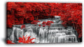Yxbhhym Black White and Red Waterfall Canvas Wall Art- Red Tree Prints Landscape Posters Framed Picture - Nature Forest Scenery Paintings for Living Room Bedroom Home Office Wall Decor- Large