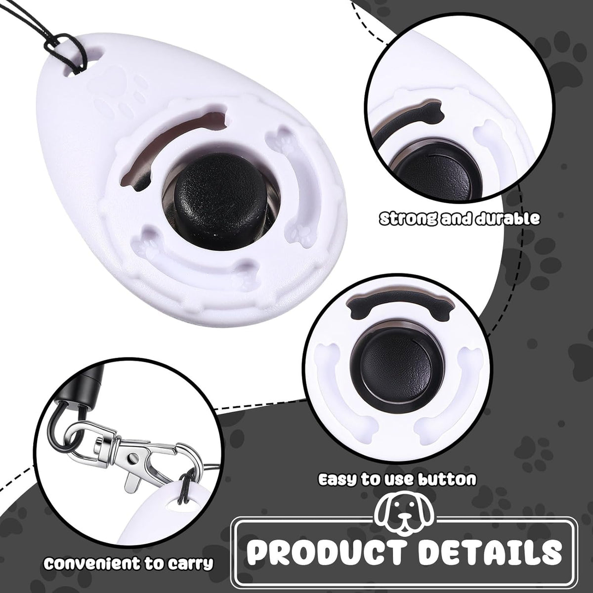 Frienda 18 Pieces Dog Training Clicker, Pet Behavioral Training Clickers with Wrist Strap for Dogs Cats Puppy Birds Horses (White)