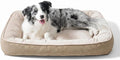 FAIRYPET Deluxe Plush Dog Beds for Medium to Large Dogs, 3D Crimped Siliconized Hollow Fiber Fill，Soft Breathable，Washable Dog Bed, Plush Faux Fur & Corduroy,Durable Pet Bed with Anti-Slip Bottom