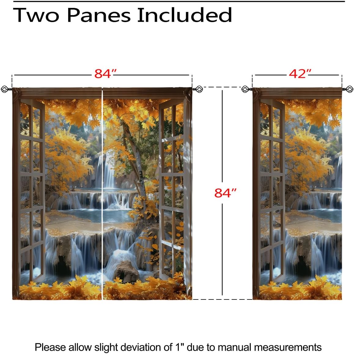 Landscape Blackout Curtains for Girls Boys Teens Home Decor, Nature 3D Autumn Fall Forest Maples Grommet Thermal Insulated Drapes Darkening Window Curtain for Bedroom Living Room, 84 x 84 Inch