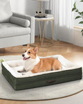 Upvilla Orthopedic Dog Bed, Four-Sided Medium Dog Sofa,Washable Cover Green | Removable Waterproof Dog Bed Cover, Egg-Crate Orthopedic Foam, Built-In Carry Handle, Indoor Small Pet Beds, Cat Beds