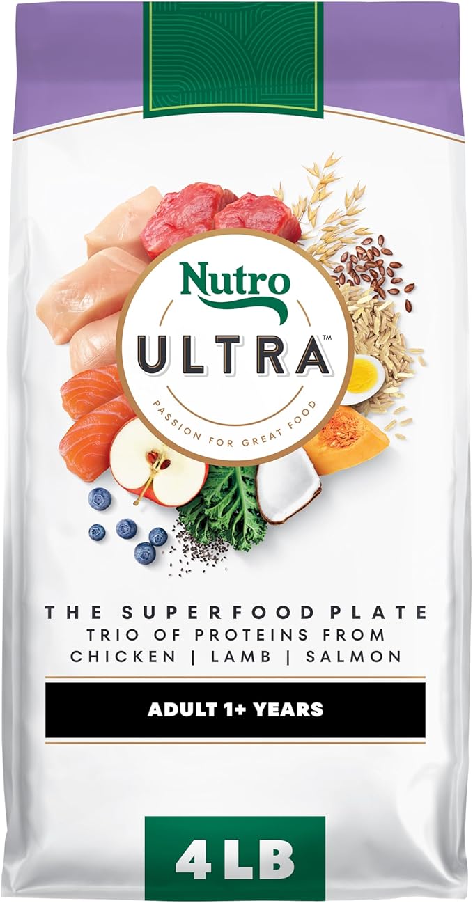 Nutro Ultra Adult Dry Dog Food with a Trio of Proteins from Chicken, Lamb and Salmon, 4 lb Bag