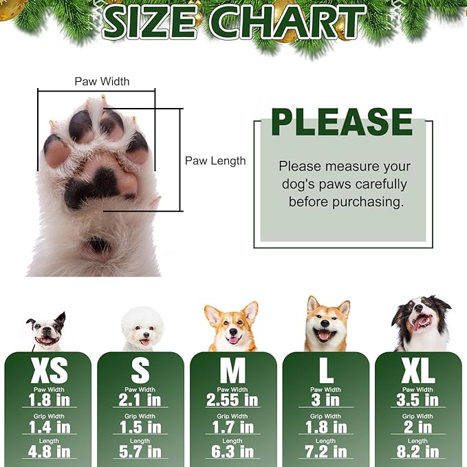 EXPAWLORER Christmas Anti-Slip Soft Dog Socks for Hardwood Floor,Warm Dog Shoes,Paw Protectors for Cold Pavement,Prevent Licking,Traction Control for Small Medium Large Senior Dogs