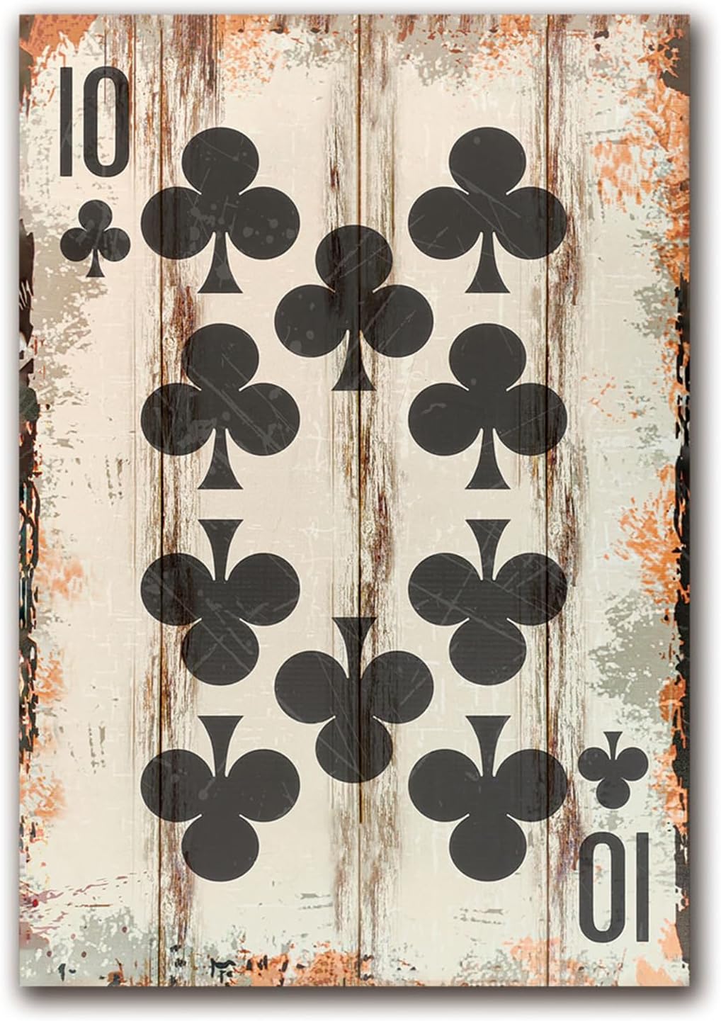TREEPERI Poker Canvas Wall Art Print Ten of Clubs Game Room Wall Art Print Wall Decor Prints Poster With Framed