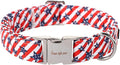 Unique style paws Independence Day Dog Collar Metal Buckle Striped Star Collar Gift Durable Cute Collar for Small Medium Large Boys Girls Dogs
