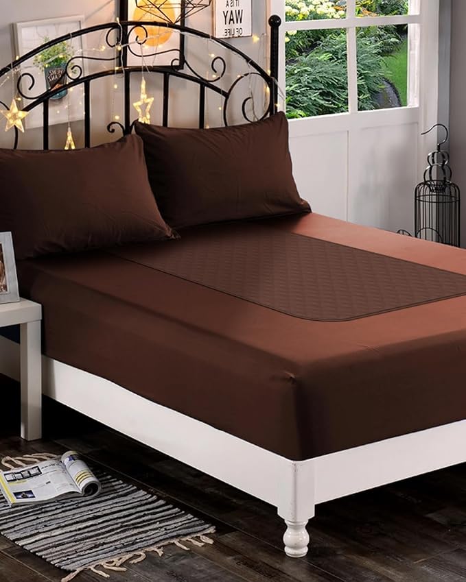 Hide Stains Bed Pads Washable Waterproof 34x36 Inch (2 Pack), Incontinence Bed Pads Washable, Bed Wetting, and Pet Protection, Brown – Ideal for Elderly, Adults, Kids and Pets