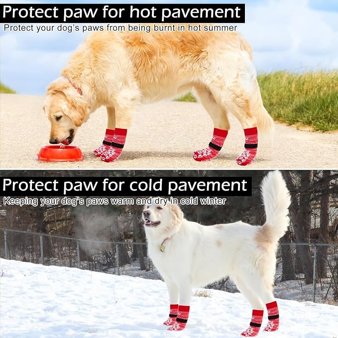 EXPAWLORER Anti Slip Dog Socks to Prevent Licking Paws, Dog Shoes for Hot Pavement, Dog Booties for Small Medium Large Senior Dogs, Traction Control Boots & Paw Protectors for Hardwood Floors