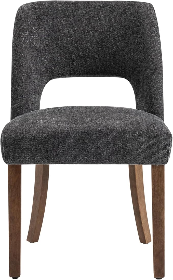VKNOW Wooden Dining Chairs Set of 4, Modern Fabric Upholstered Dining Room Chair Kitchen Chairs, Farmhouse Dinner Chair for Kitchen Dining Room, Charcoal