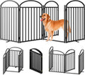 4 Panles Full Matel Freestanding Dog Gates with Door, 96"Extra Wide 32"Tall Free Standing Dog Pet Gate for Indoor & Outdoor. Foldable Pet Fences for Doorways, House, Stairs, Porch, Deck, Yard
