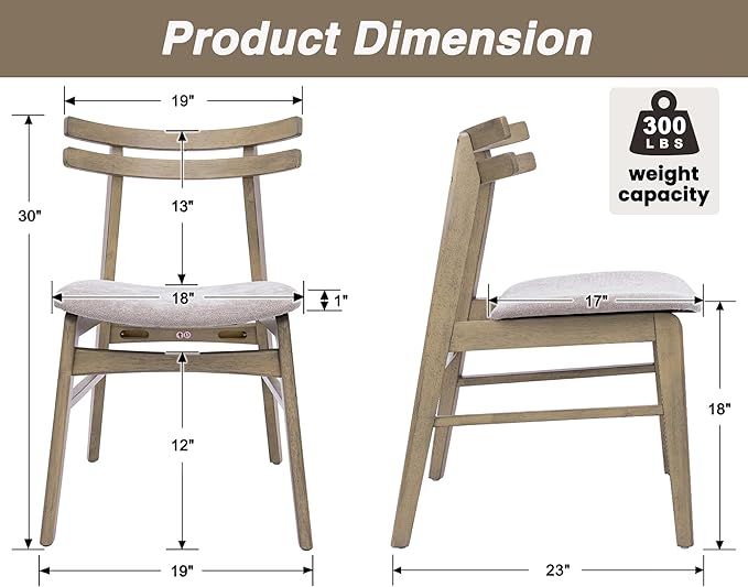 VESCASA 5-Piece Dining Set, 59" L Smokey Taupe Rectangle Wood Dining Table with 4 Curved Back Light Brown Chenille Grey Wood Dining Chairs for Dining Room, Kitchen, Restaurant, Dining Set for 4