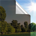 rabbitgoo Window Privacy Film One Way Window Tint for Home, Removable Reflective Heat Sun Blocking Anti UV Glass Door Covering, Mirror Tinting Film House Office, 35.4 in X 6.5 Feet, Brown Silver