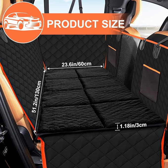 Car Backseat Dog Mat, Comfortable Non-Slip Cushion Suitable for Travel Dog Bed and Pet Home Sofa Blanket, Custom Mat for Car Backseat Extender and Seat Cover (Black 51.2 x 23.6in)