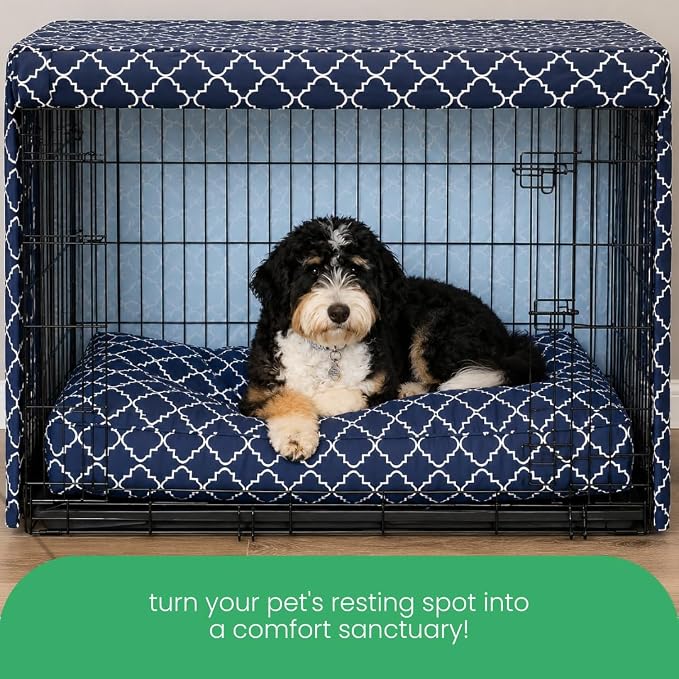 Molly Mutt Romeo & Juliet Dog Crate Cover, 100% Cotton Canvas Cover with 2 Roll-Up Panels, Ideal for Dog or Cat Crate, Durable, Washable, and Free of Harmful Chemicals, 30" x 21" x 24"