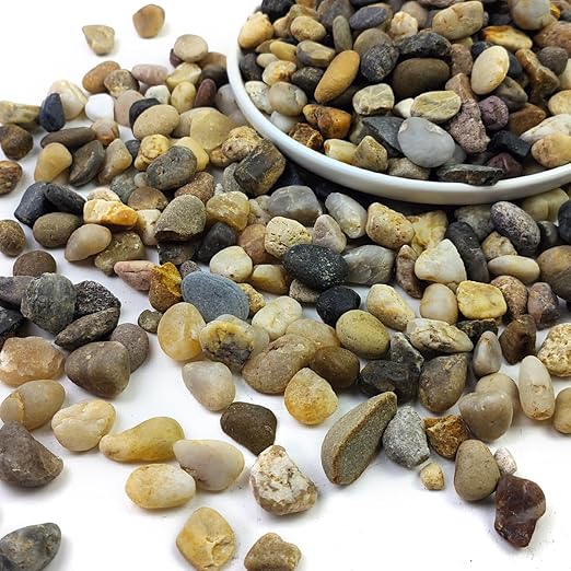 40LB Decorative River Rocks Gravel - 2/5" Mixed Color Gravel for Vase Filling, Flower Pot Paving. Gravel for Garden Decoration,Landscaping,Aquarium Aquascape Gravel, Fish Tanks Gravel(8-12MM)