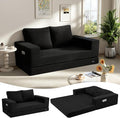 COMAX Convertible Sofa Bed Queen, Folding Fold Out Couch Bed, Floor Futon Couch Corduroy Sleeper Mattress with Back Pillows, Boneless Sofa Comfy Lounge Loveseat for Living Room Bedroom, Black