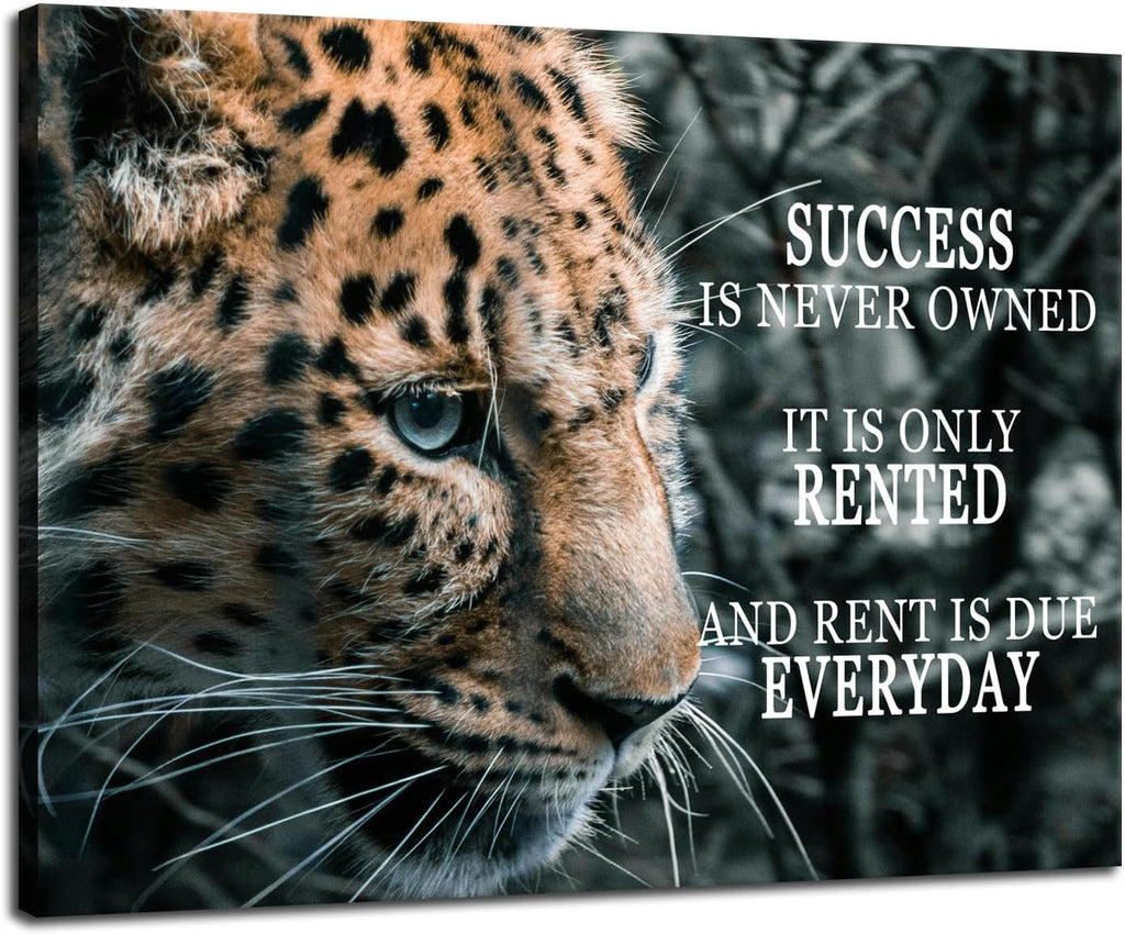 Motivational Wall Decor Success Entrepreneur Quotes Posters Success Is Rented Inspirational Wall Art For Office Living Room Bedroom Office Bathroom Canvas Print Framed Ready to Hang[18" W X 24" H]