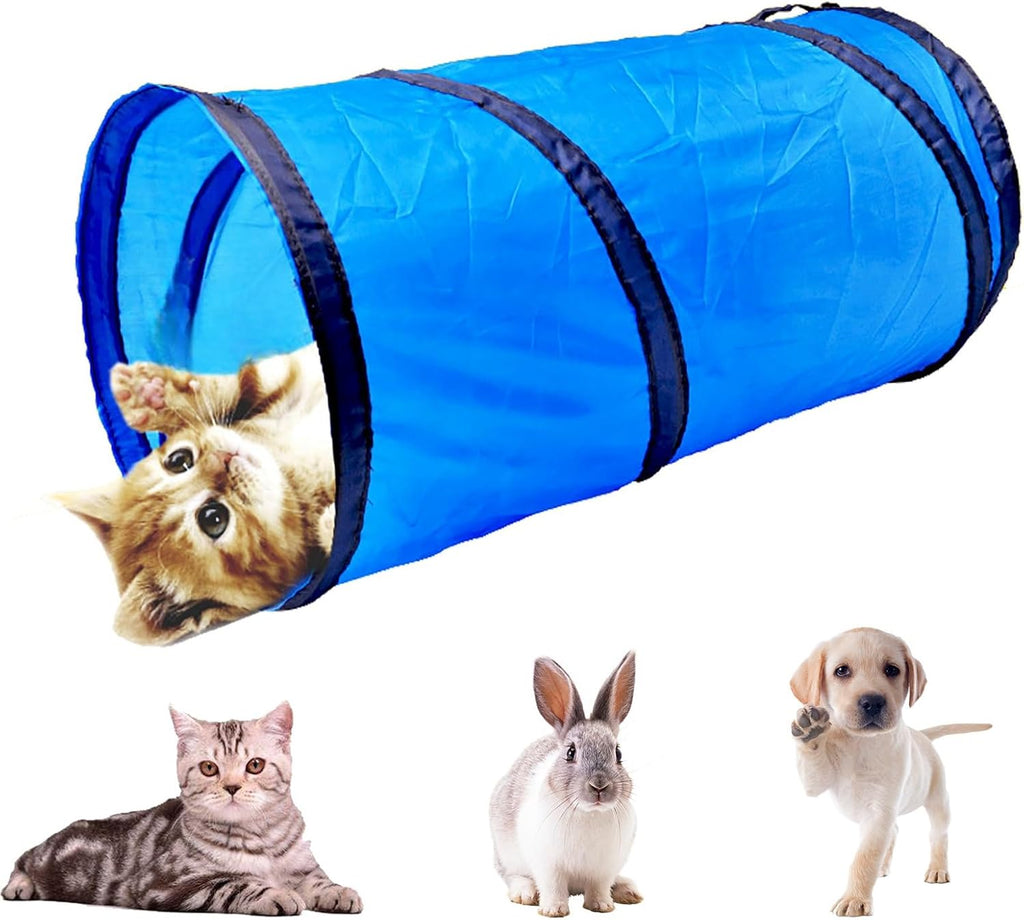 iCAGY Foldable Spiral Cat Tunnel - Indoor Toy for Small Cats, Kittens, and Rabbits - Tube for Interactive Play and Outdoor Fun - Pet Toy 20" 3 Pcs （Light Pink, Light Green, Sky Blue）