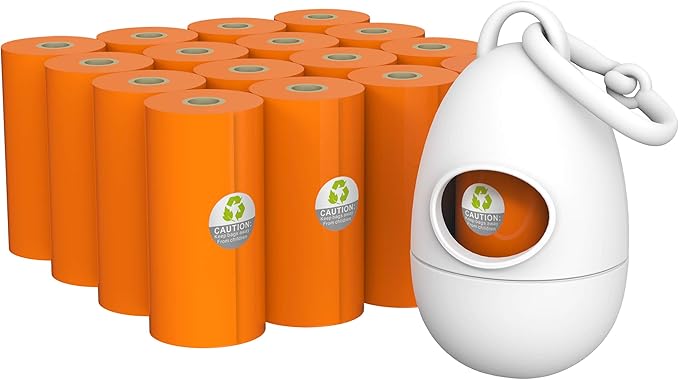 TUG Dog Waste Bag Dispenser with Dog Poop Bags, 17 Rolls (255 Bags), 15 Bags Per Roll, With White Dispenser
