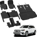 LASFIT Floor Mats & Cargo Mat with Seatback for Mercedes Benz GLS 2020-2026 450/580/ 63 AMG (Fit 7 Seats Without Rear Seat Package), All Weather TPE Custom Fit GLS, 3 Rows & Trunk Mat with Backrest