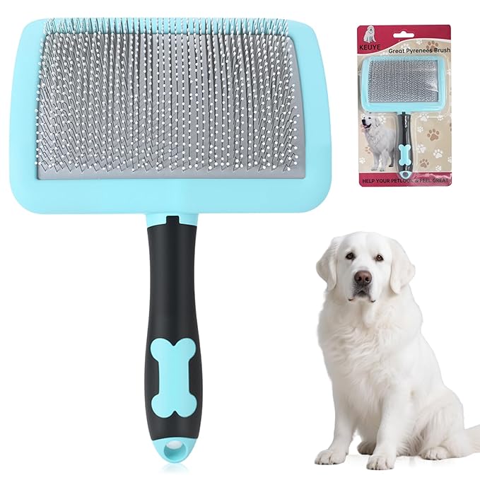 Great Pyrenees Brush,Dog Brush for Great Pyrenees,De-shedding and Fluffing Grooming Brush,Gifts for Great Pyrenees,Blue