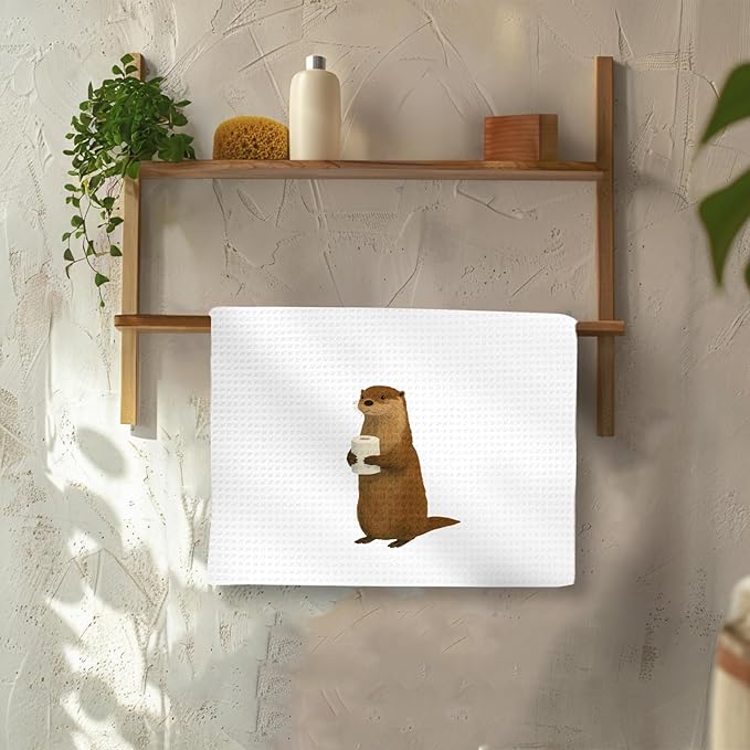Sea Otter Bathroom Hand Towels, Otter Gifts for Women Kids HandTowels, Funny Coastal Animal Kids Decorative Hand Towel for Washroom Restroom, Cute Sea Otters Kids Bathroom Decor, 16x24In