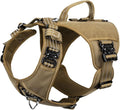 ICEFANG Quick-Moving Tactical Dog Harness for Large Dogs,No Pull Dog Vest | Control Handle,Reflective,Full Metal Buckles,Adjustable,Hook-and-Loop Panel,Soft Padded,Brown,Large